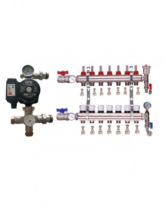 WATER UNDERFLOOR HEATING MANIFOLD 7 PORT A RATED GES PUMP KIT