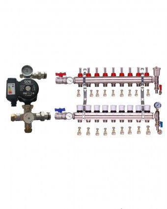 WATER UNDERFLOOR HEATING MANIFOLD 9 PORT A RATED GES PUMP KIT